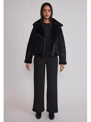 Pantalón Mujer Tejido Melange Negro Sioux