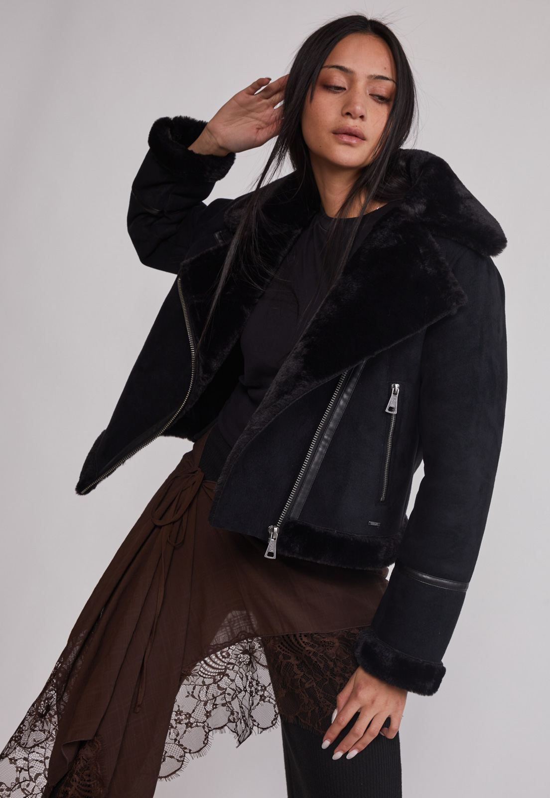 Chaqueta Mujer Aviadora Piel Negro Sioux 4