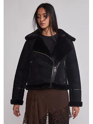 Chaqueta Mujer Aviadora Piel Negro Sioux