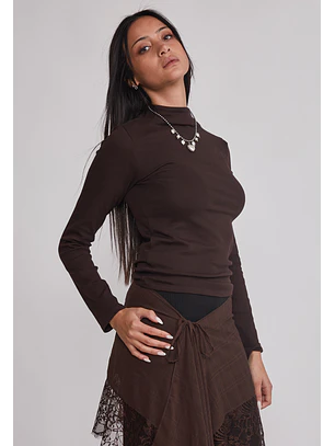 Polera Mujer Elasticada Café Sioux
