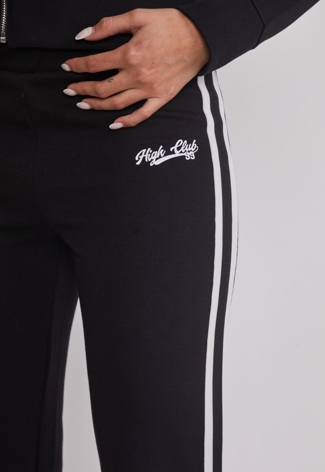 Pantalón Buzo Mujer Flare Banda Lateral Negro Sioux 4