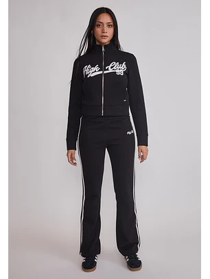 Pantalón Buzo Mujer Flare Banda Lateral Negro Sioux