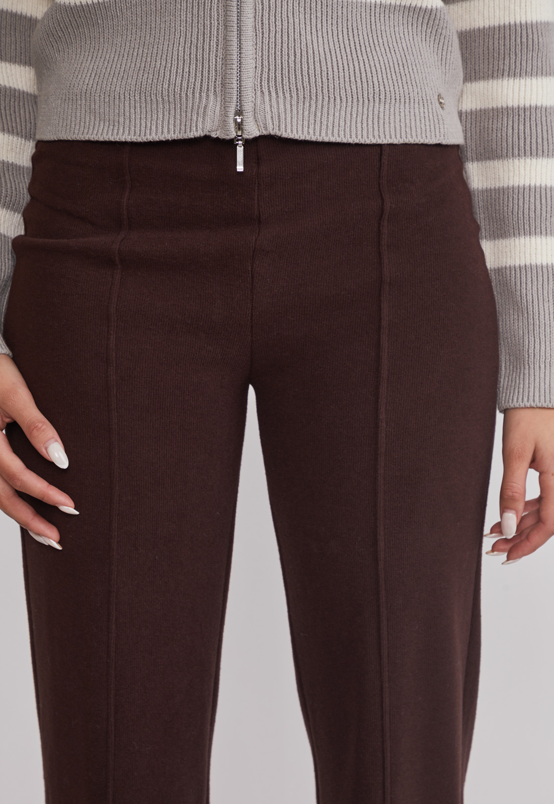 Pantalón Mujer Tejido Wide Café Sioux 4