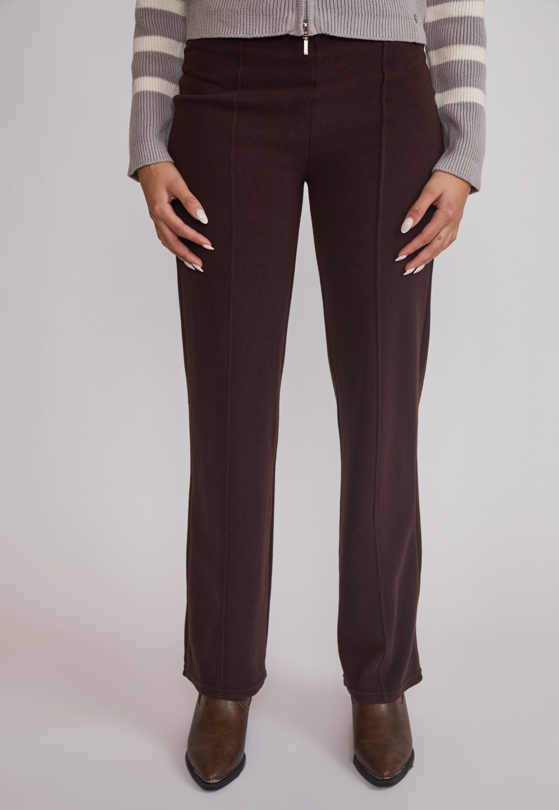 Pantalón Mujer Tejido Wide Café Sioux 1