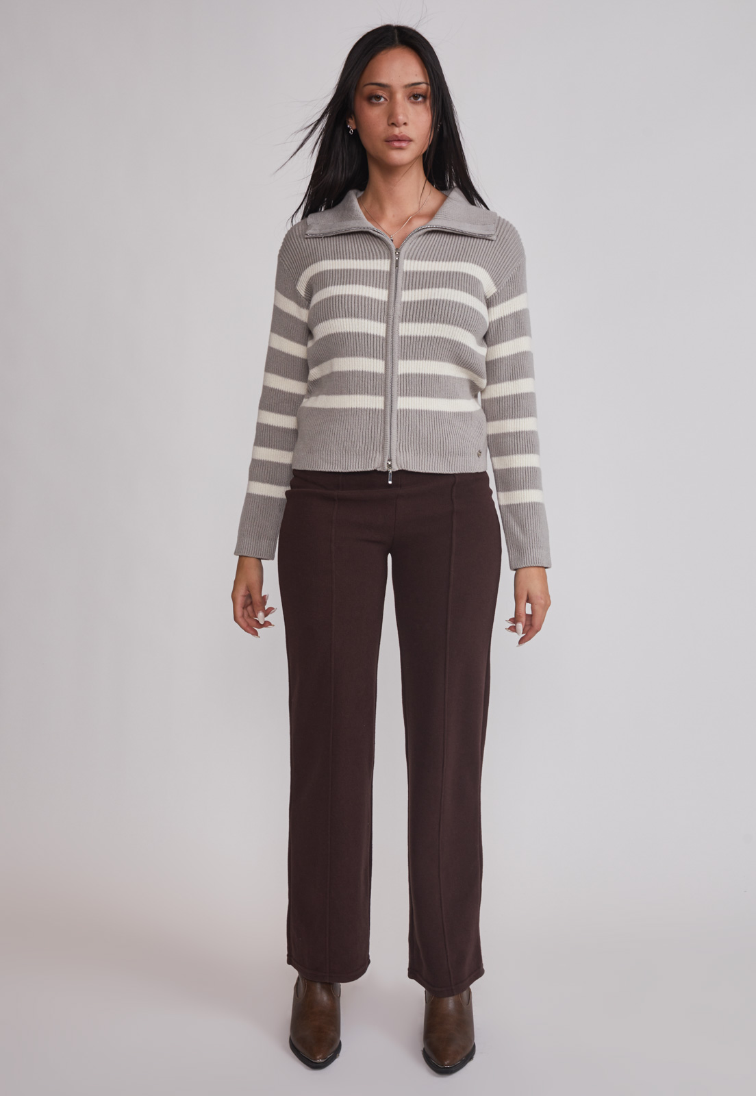 Pantalón Mujer Tejido Wide Café Sioux 2