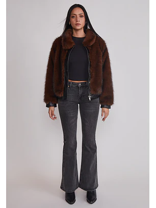 Jeans Mujer Flare Tiro Bajo Negro Sioux