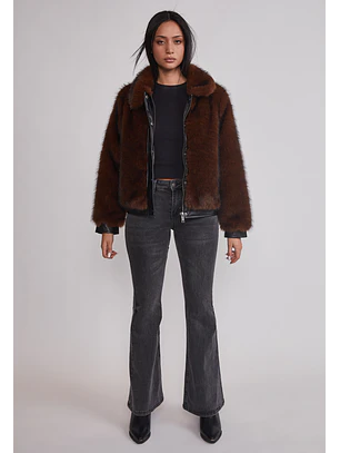 Chaqueta Mujer Detalles Ecocuero Café Sioux