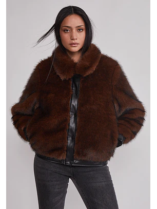 Chaqueta Mujer Detalles Ecocuero Café Sioux