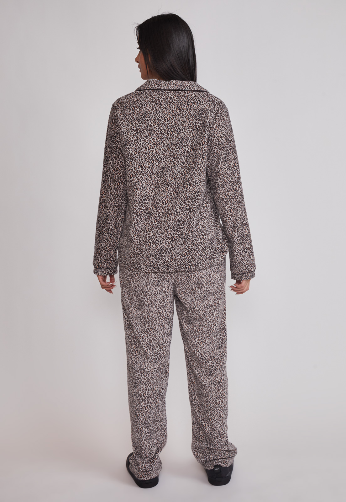 Pijama Polar Camisero Mujer Café Sioux 3