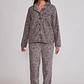 Pijama Polar Camisero Mujer Café Sioux - Miniatura 2