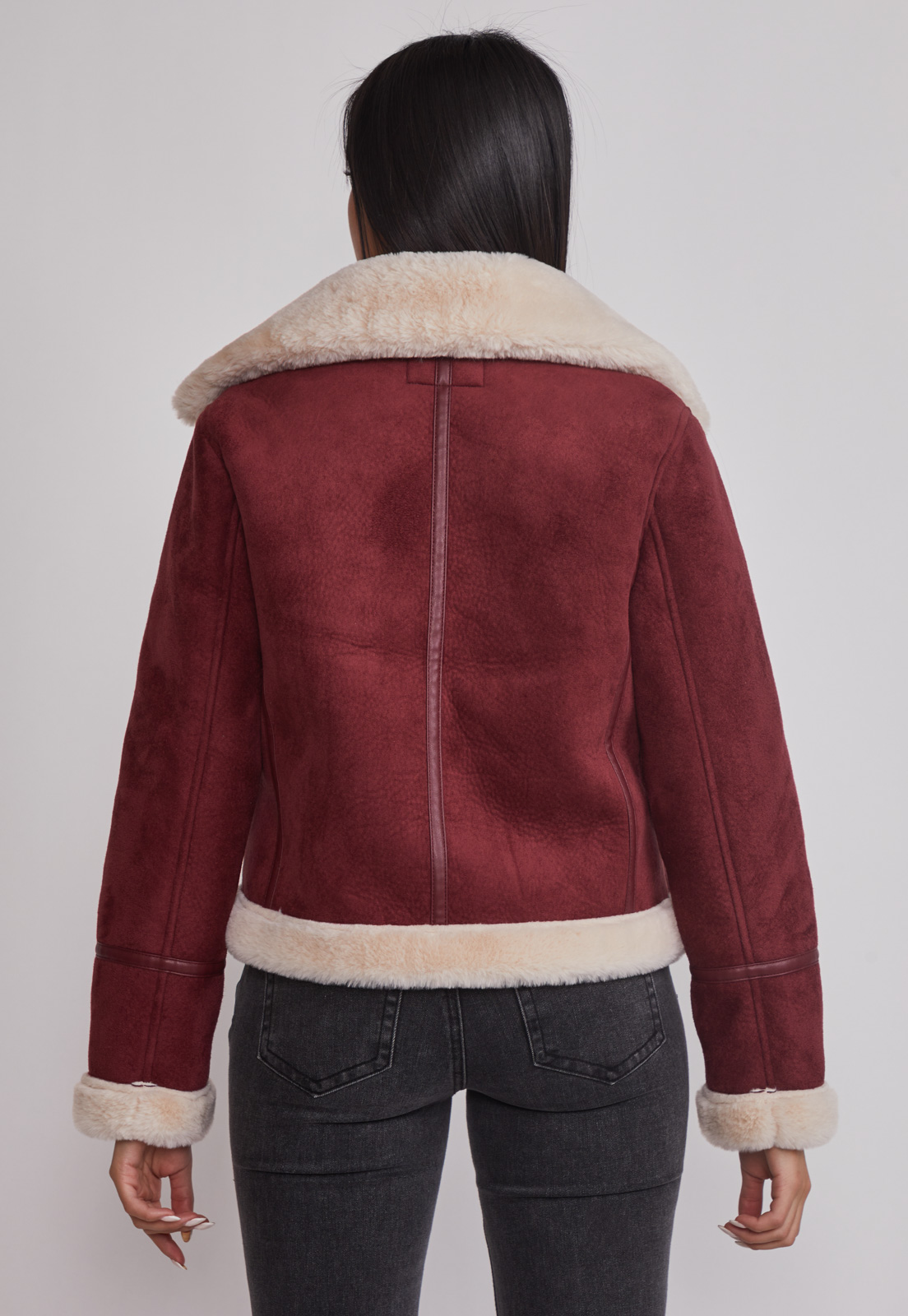 Chaqueta Mujer Aviadora Piel Burdeo Sioux 3