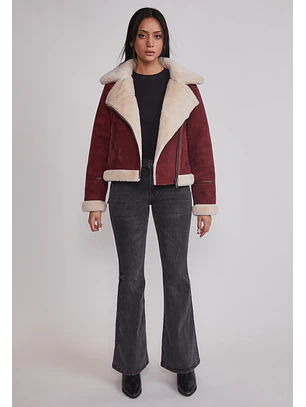 Chaqueta Mujer Aviadora Piel Burdeo Sioux