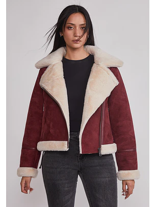 Chaqueta Mujer Aviadora Piel Burdeo Sioux