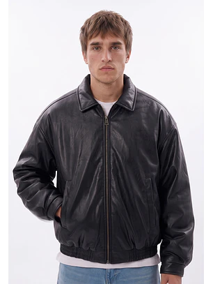 Chaqueta Hombre Efecto Piel Negro Sioux