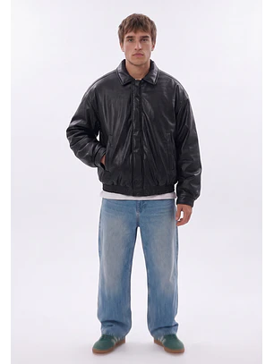Chaqueta Hombre Efecto Piel Negro Sioux
