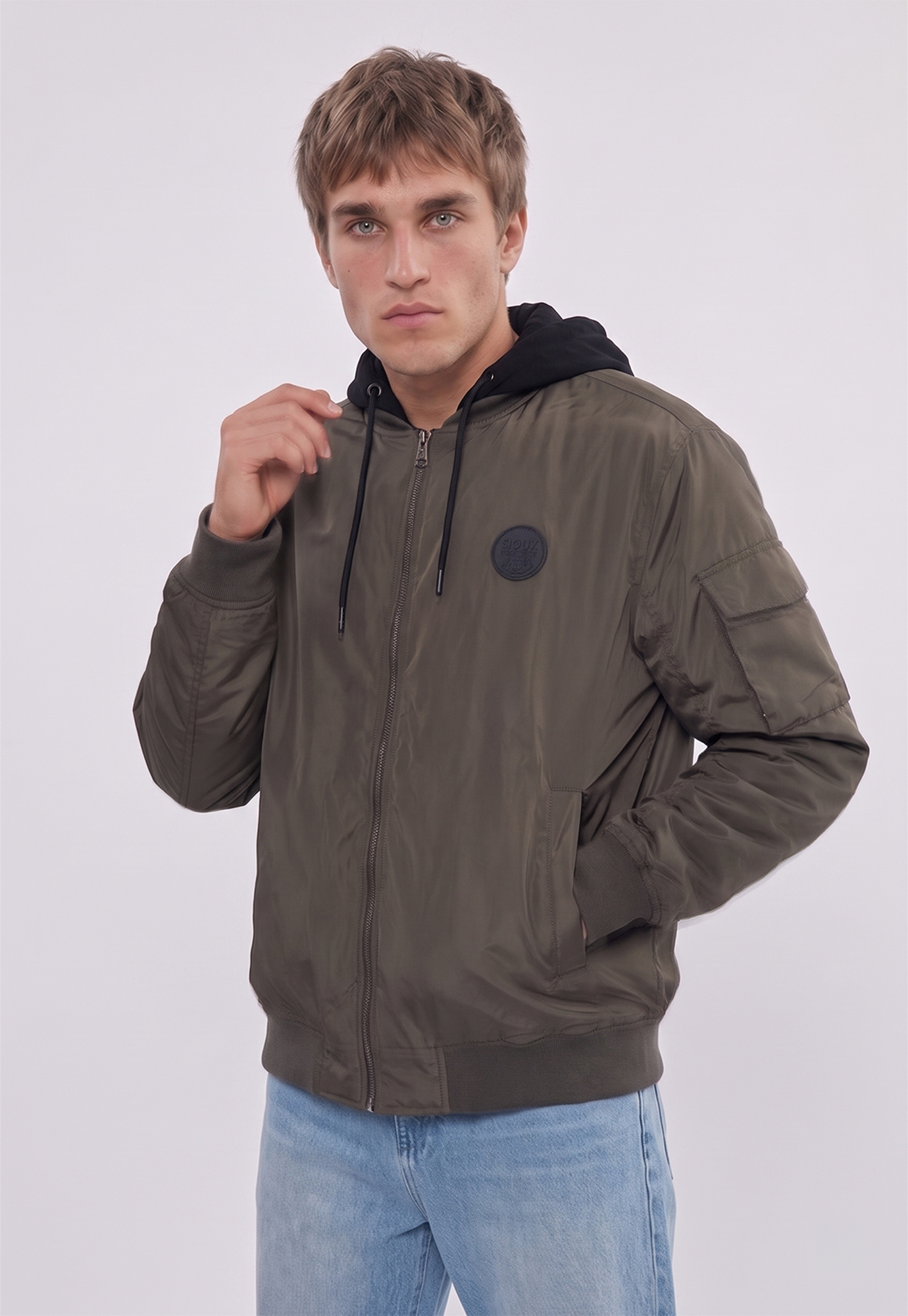 Chaqueta Hombre Acolchada Con Gorro Verde Sioux 1