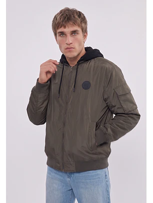 Chaqueta Hombre Acolchada Con Gorro Verde Sioux