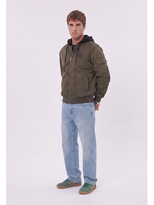 Chaqueta Hombre Acolchada Con Gorro Verde Sioux