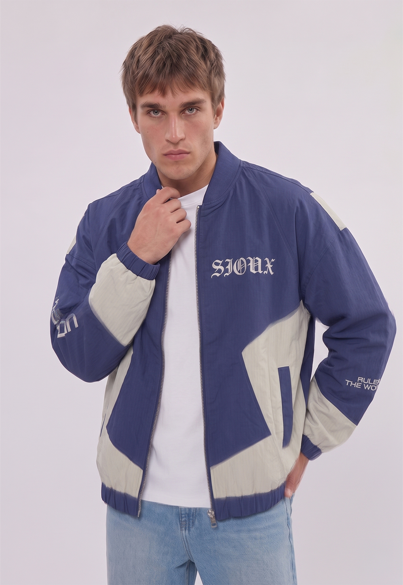 Chaqueta Hombre Retro Bordados Azul Sioux 1