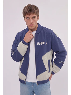 Chaqueta Hombre Retro Bordados Azul Sioux