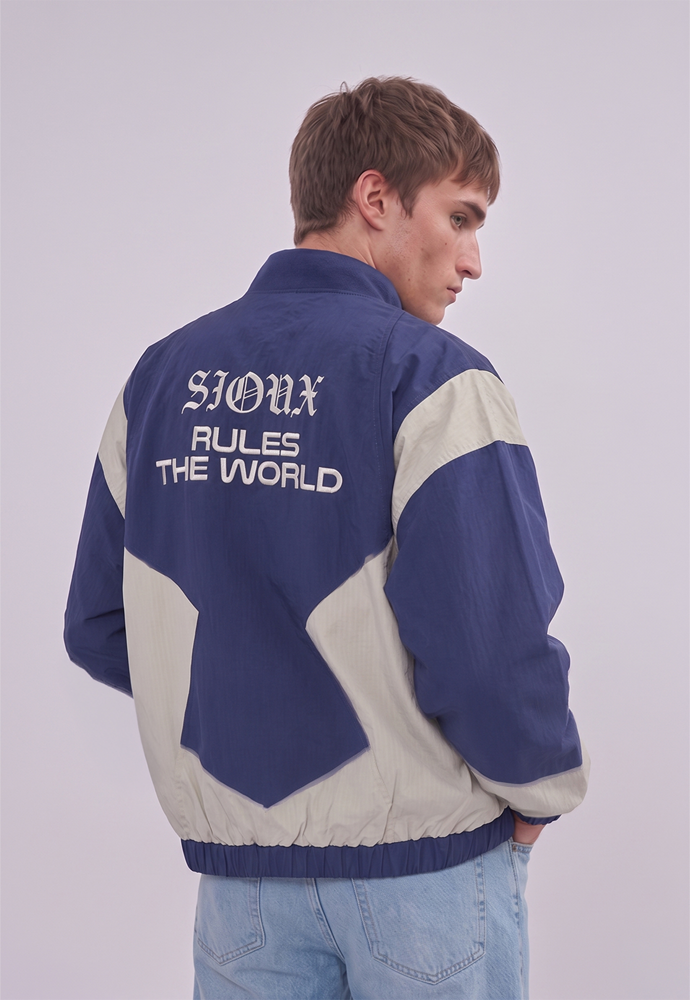 Chaqueta Hombre Retro Bordados Azul Sioux 3