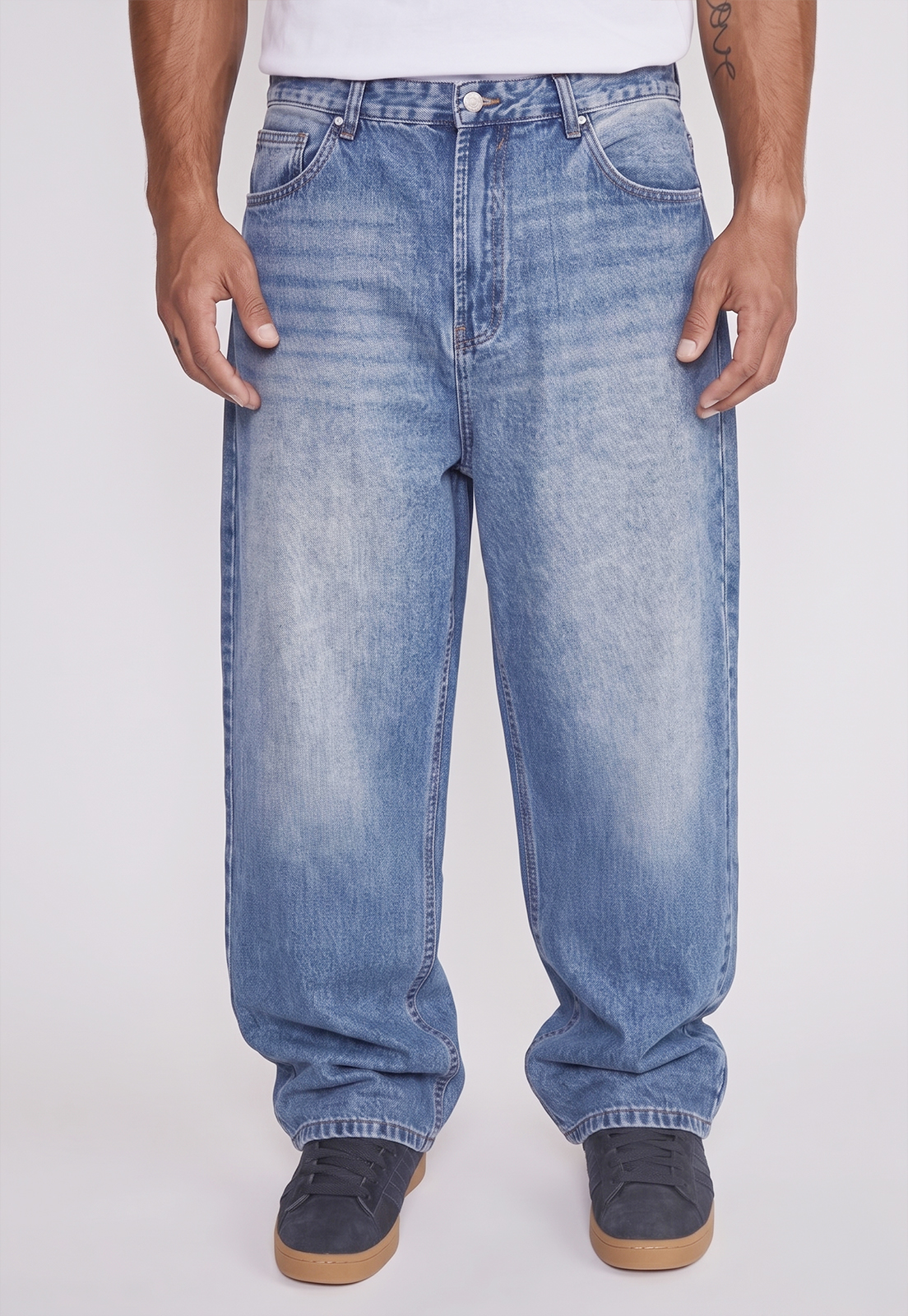 Jeans Hombre Baggy Oxidado Azul Sioux 1