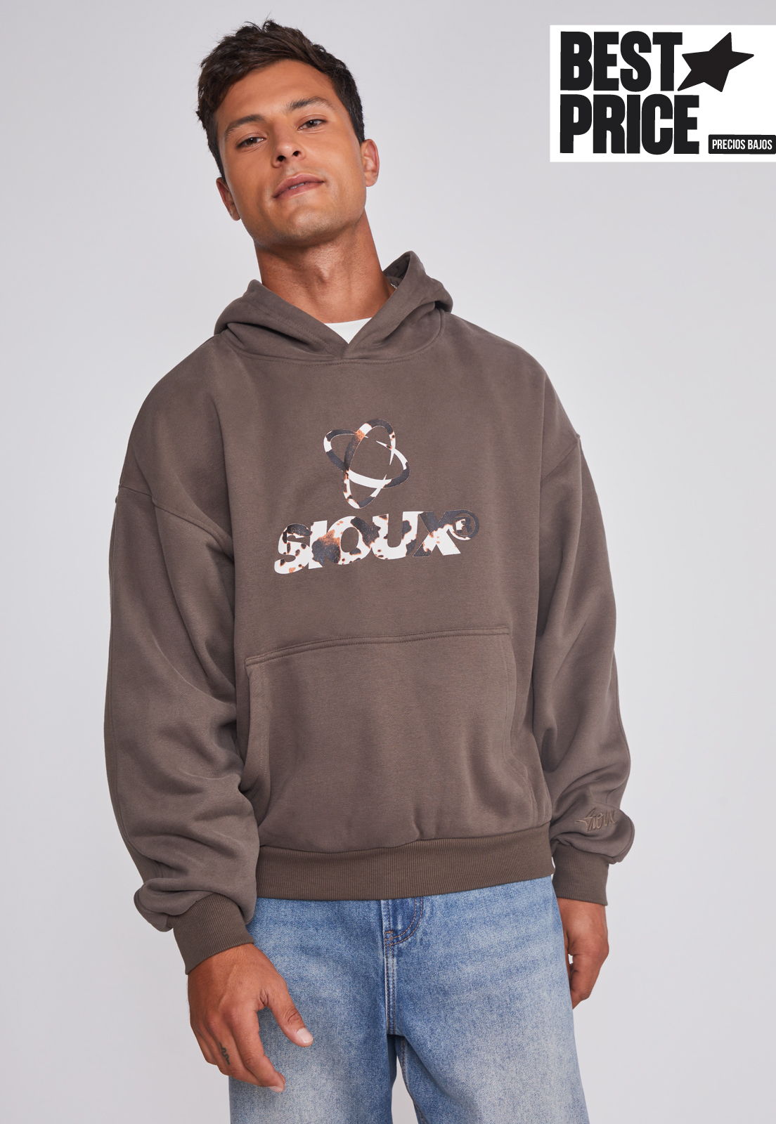 Polerón Hombre Cow Print Café Sioux 1