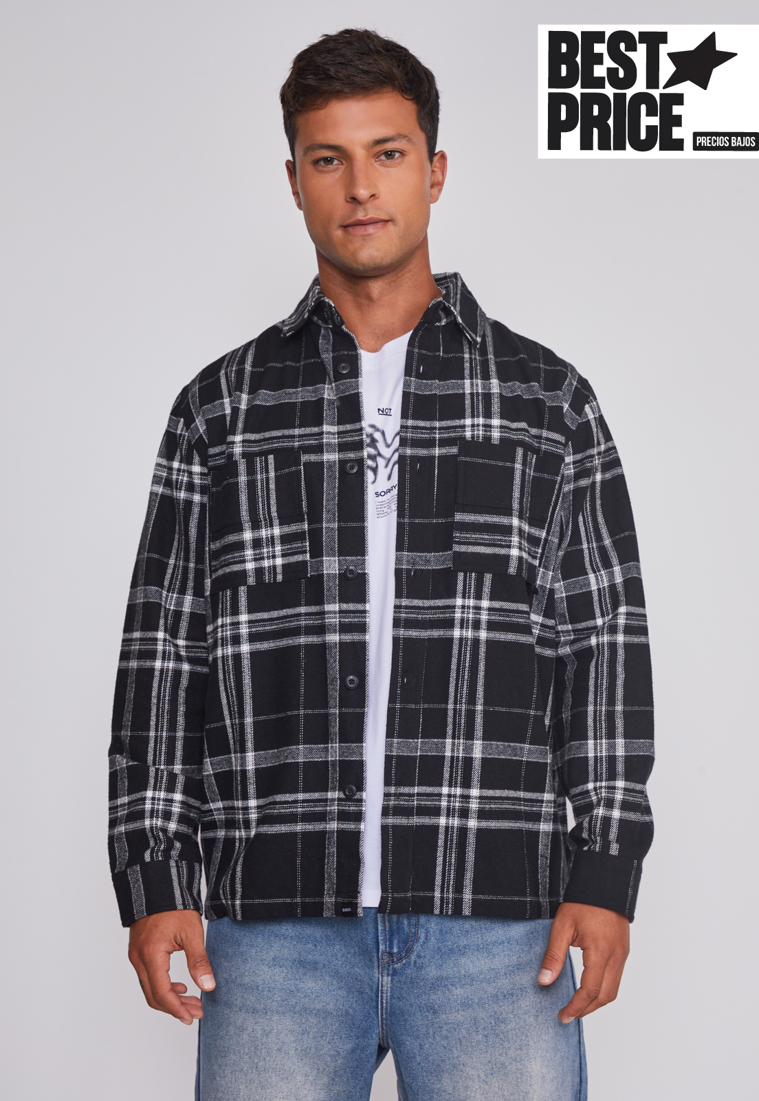 Sobrecamisa Hombre Escocesa Negro Sioux 1