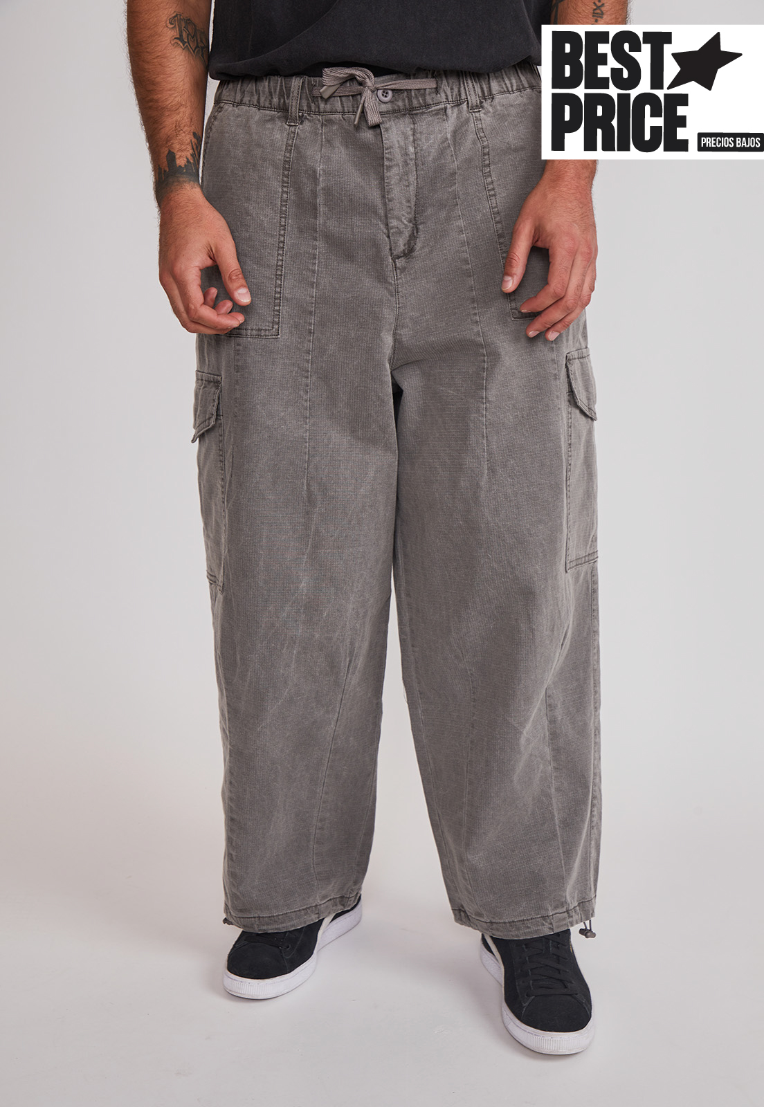 Pantalón Hombre Baggy Cargo Gris Sioux 1
