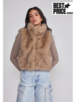 Chaqueta Mujer Sin Manga Piel Beige Sioux