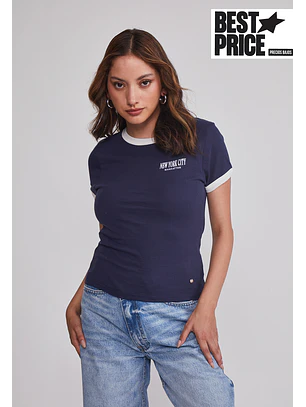 Polera Mujer Baby Tee Lisa Azul Sioux