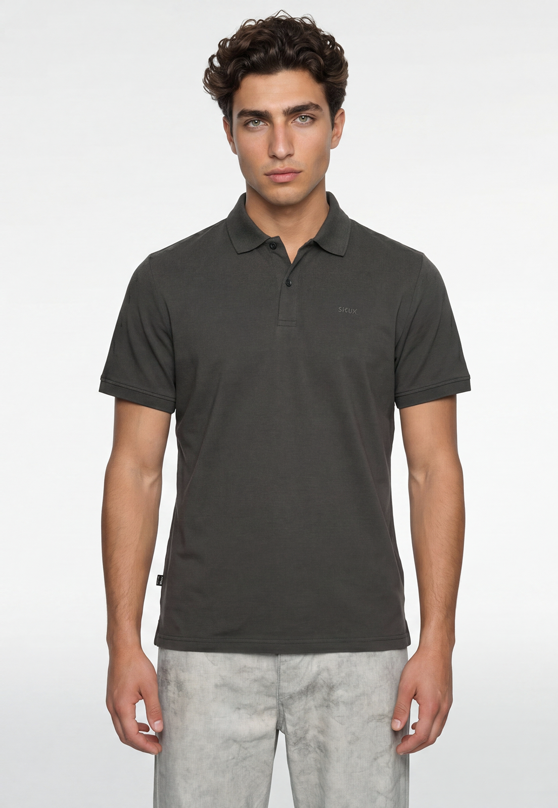 Polera Hombre Cuello Camisa Verde 1
