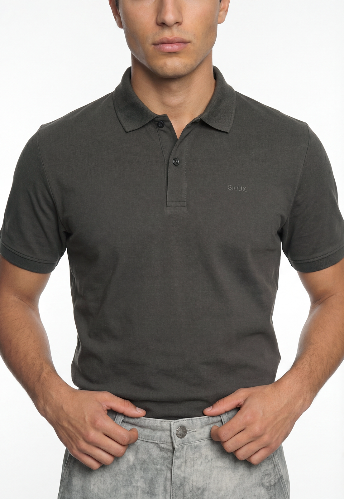Polera Hombre Cuello Camisa Verde 4