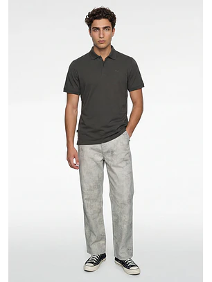 Polera Hombre Cuello Camisa Verde