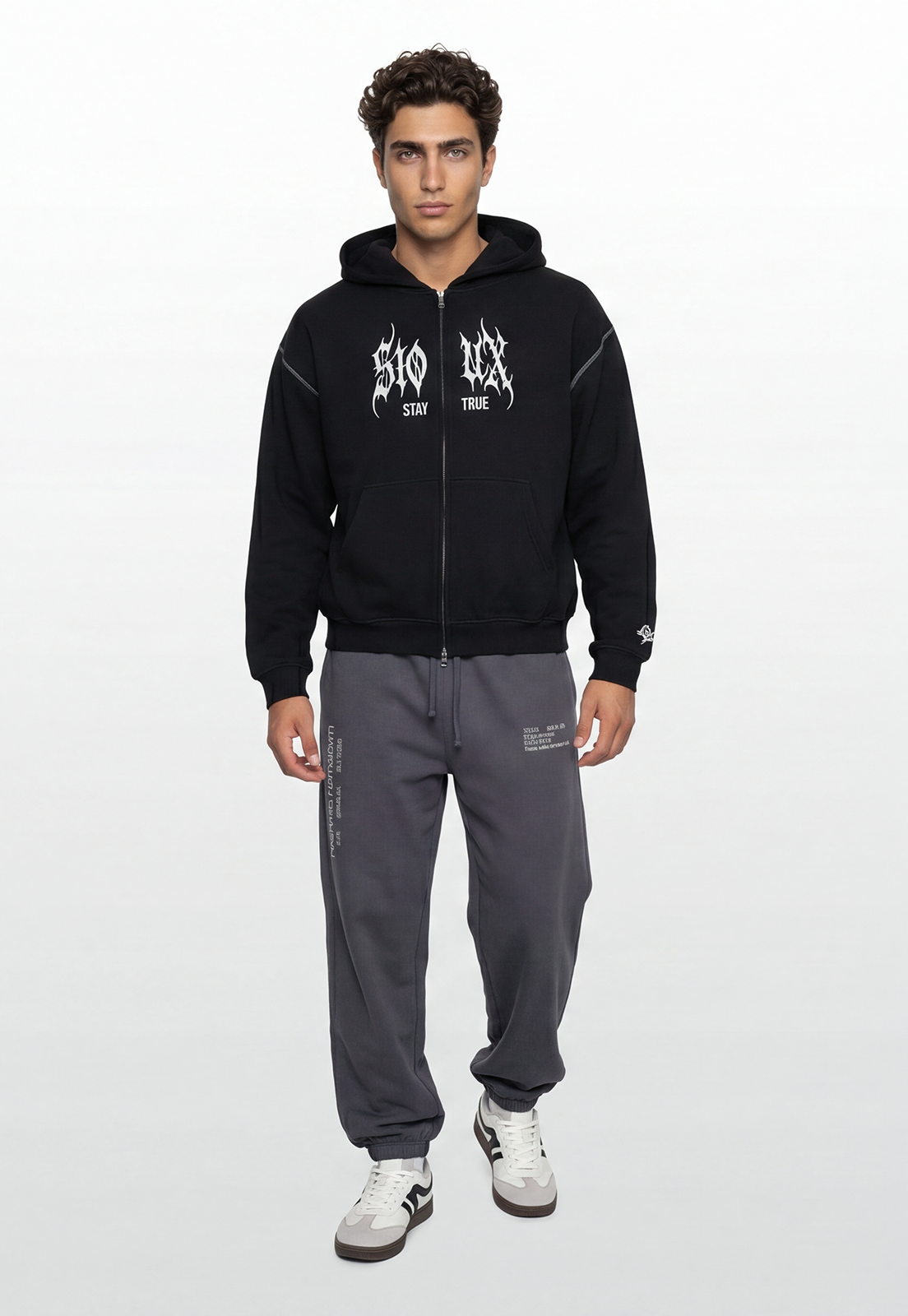 Polerón Hombre Boxy Fit Costuras Negro 2