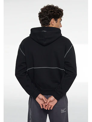 Polerón Hombre Boxy Fit Costuras Negro