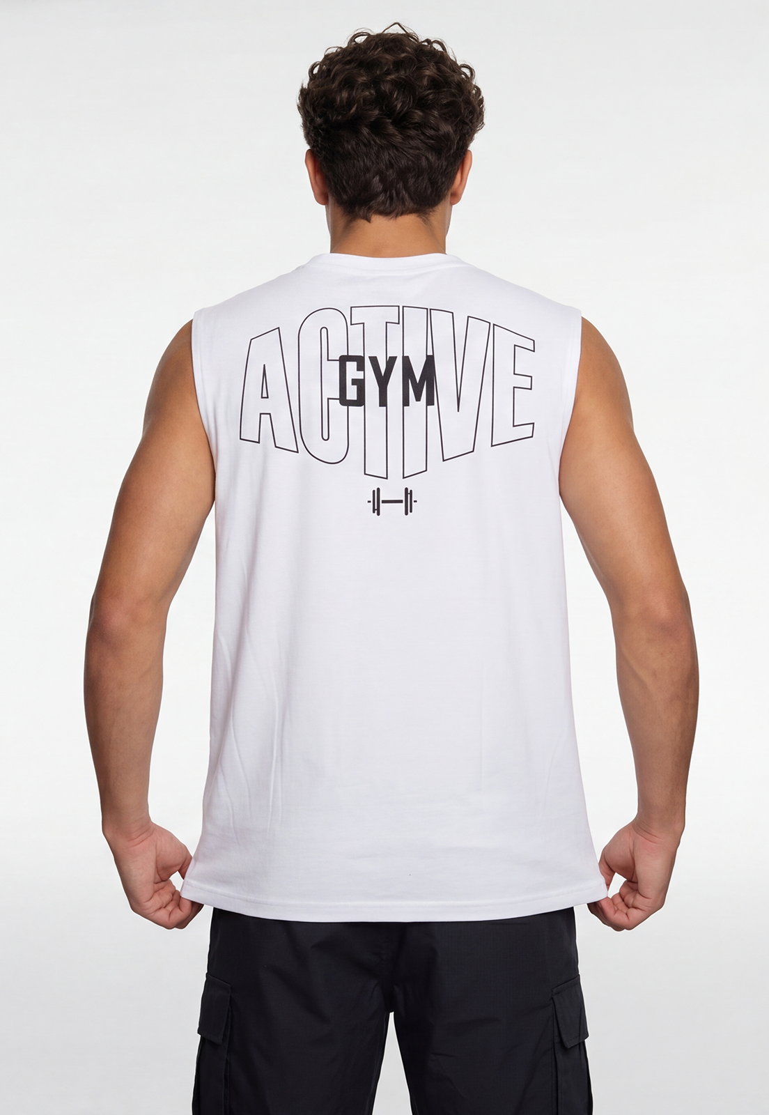 Sudadera Hombre Training Print Oversize Blanco 4