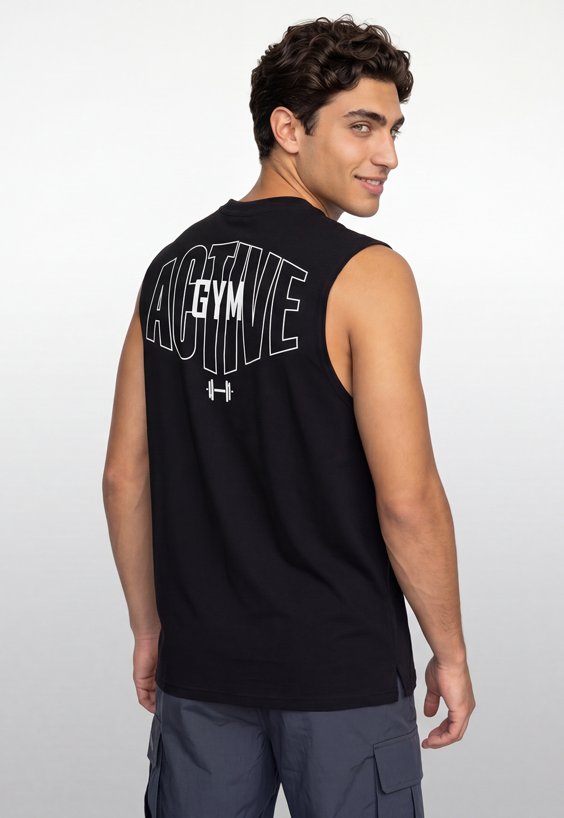 Sudadera Hombre Training Print Oversize Negro 4