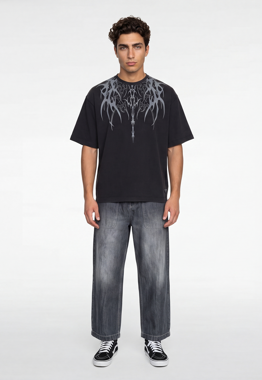 Polera Hombre Oversize Alas Negro 2