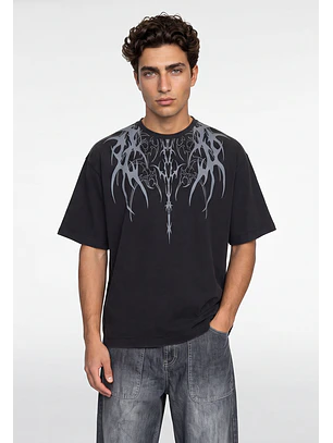 Polera Hombre Oversize Alas Negro