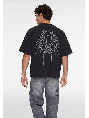 Polera Hombre Oversize Alas Negro