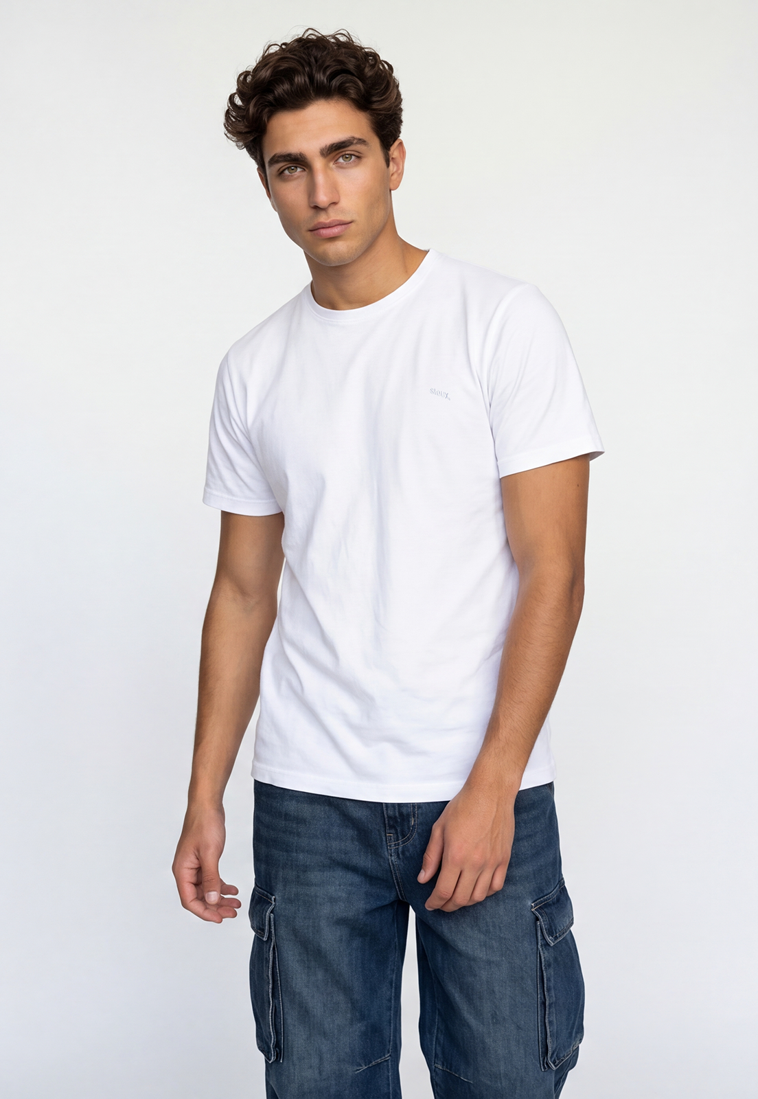 Polera Hombre Basic Logo Blanco 1