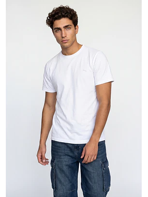 Polera Hombre Basic Logo Blanco