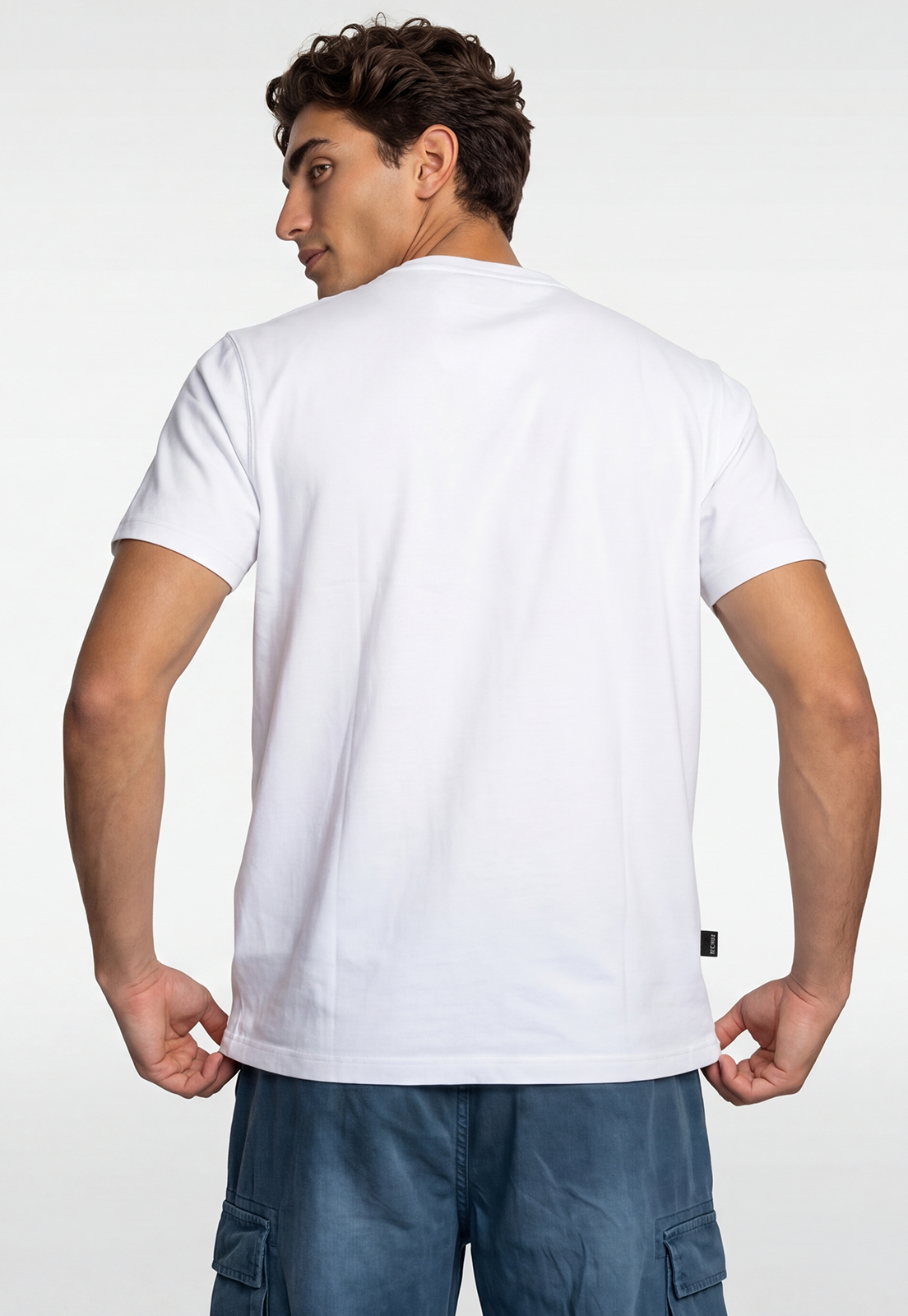 Polera Hombre Basic Logo Blanco 4