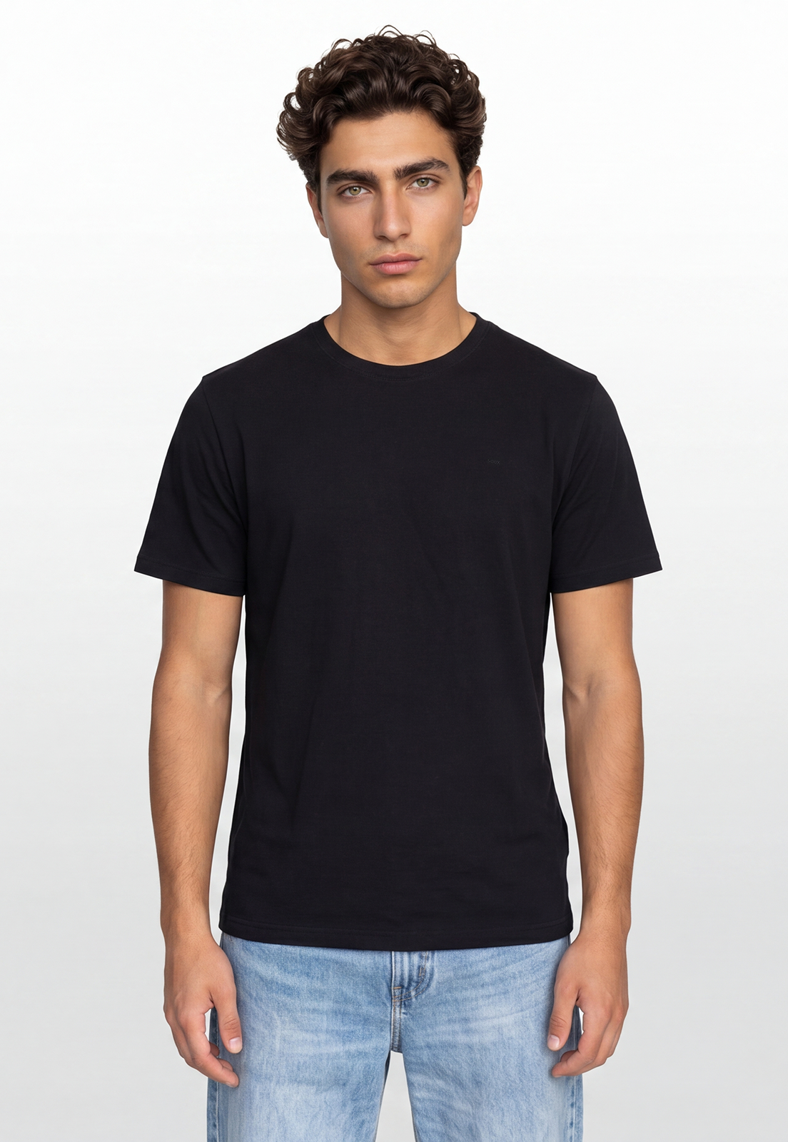 Polera Hombre Basic Logo Negro 1