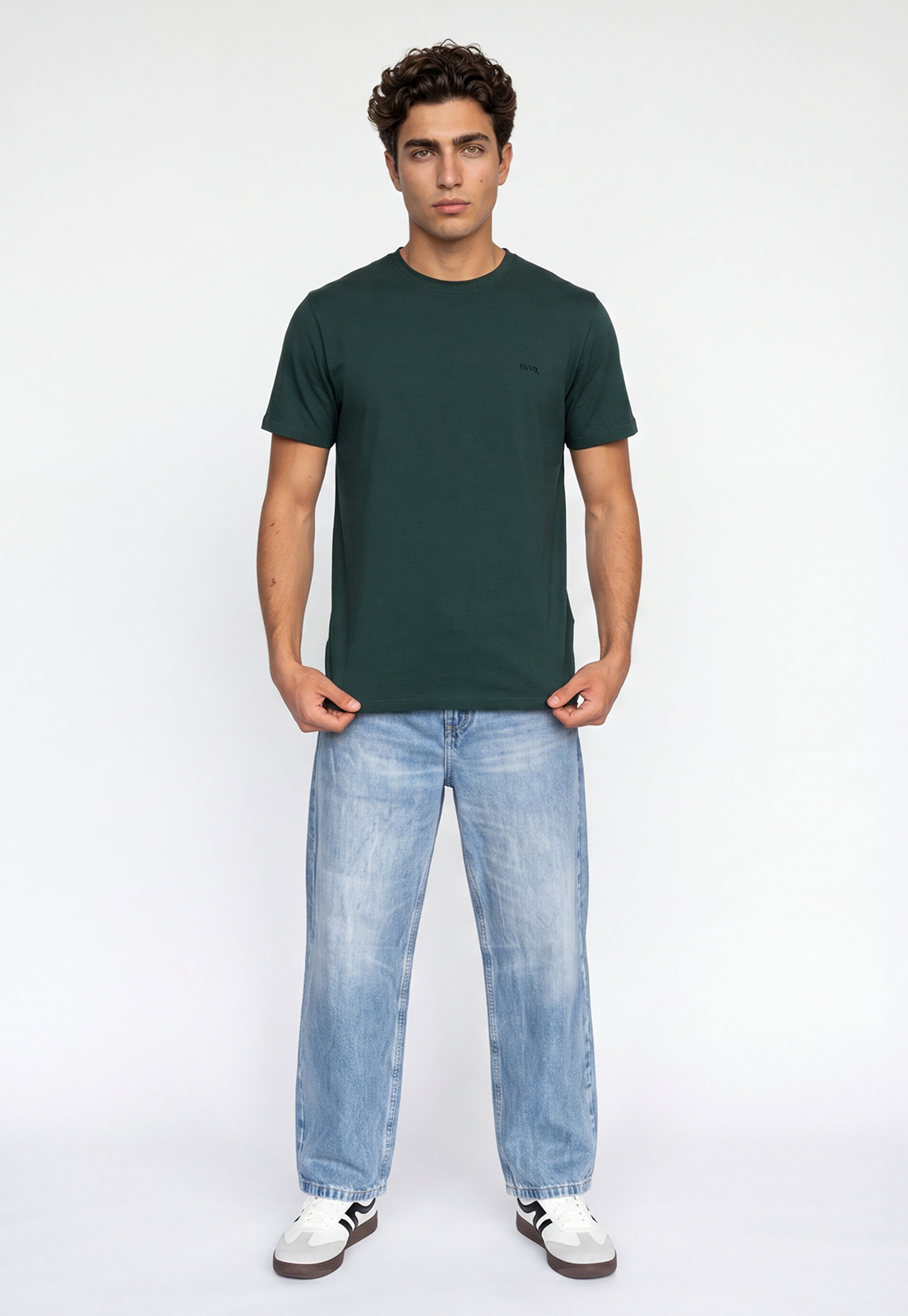 Polera Hombre Basic Logo Verde 2