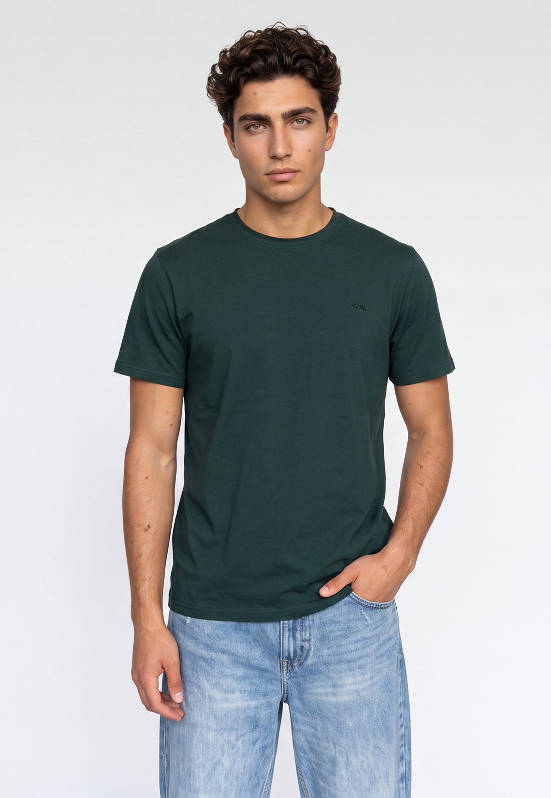 Polera Hombre Basic Logo Verde 1