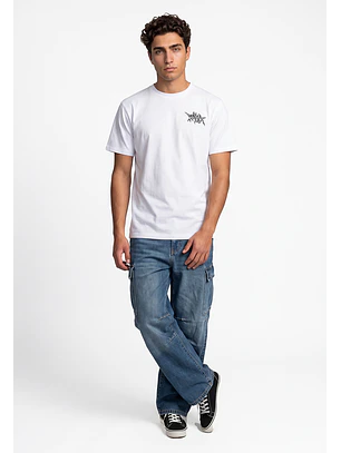 Polera Hombre Frase Bordado Blanco