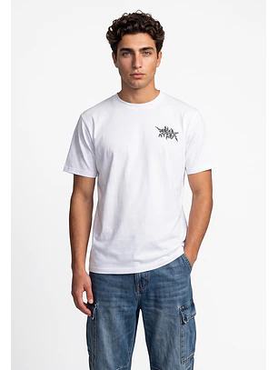 Polera Hombre Frase Bordado Blanco
