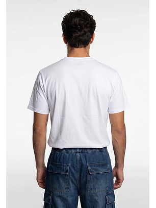 Polera Hombre Frase Bordado Blanco
